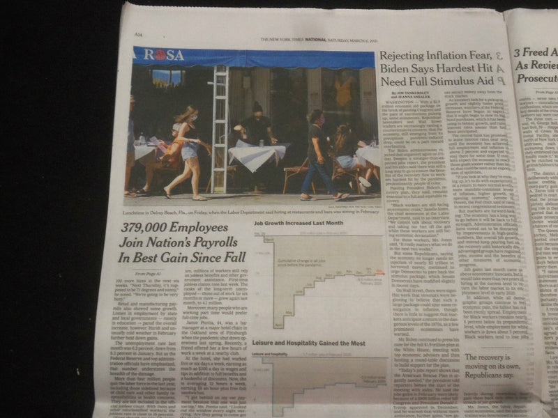 2021 MARCH 6 NEW YORK TIMES - DEMOCRATS TRIM JOBLESS BENEFITS IN STIMULUS BILL
