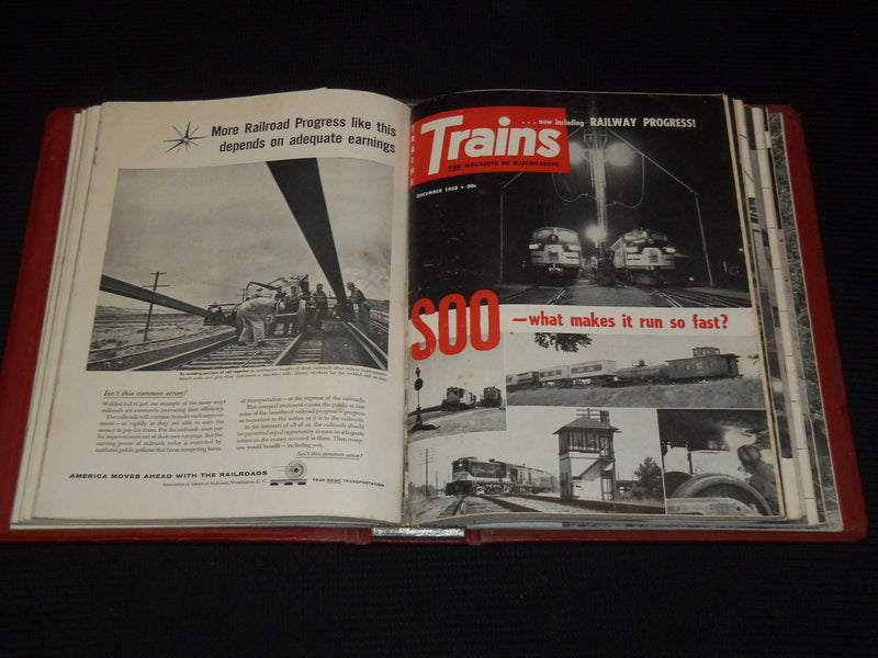 1958 TRAINS MAGAZINES BOUND VOLUME LOT OF 11 ISSUES - NICE COVERS - KD 2133A