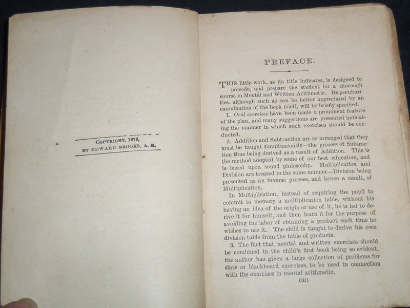 1863-1879 BROOK'S NORMAL PRIMARY ARITHMATIC BOOKS LOT OF 5 - KD 4351F
