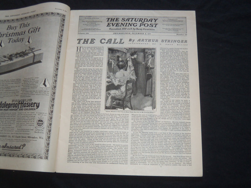 1911 DECEMBER 9 THE SATURDAY EVENING POST MAGAZINE - ILLUSTRATED COVER - SP 623