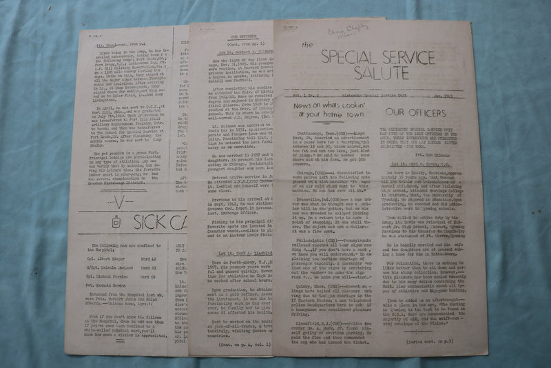 1943 THE SPECIAL SERVICE SALUTE NEWSPAPER - 16TH SPECIAL SERVICE UNIT - K 2545