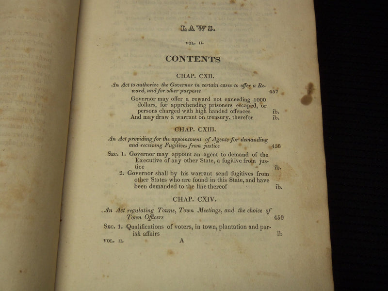 1821 LAWS OF THE STATE OF MAINE VOLUME NO. 2 - BRUNSWICK - KD 6263G