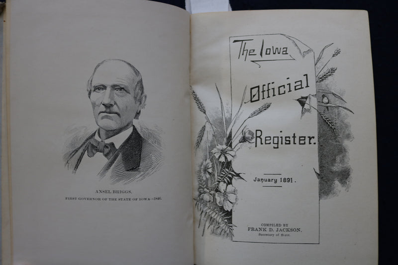 1891 IOWA OFFICIAL REGISTER - HARDCOVER BOOK - K 1765