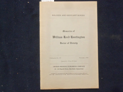 1929 MEMORIES OF WILLIAM REED HINTINGTON SOFTCOVER BOOKLET - K 220
