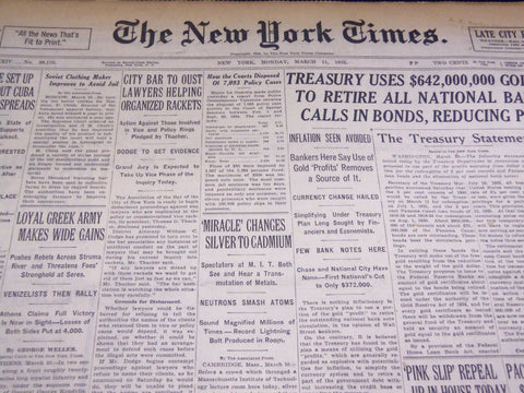1935 MARCH 11 NEW YORK TIMES - MIRACLE CHANGES SILVER TO CADMIUM - NT 2019