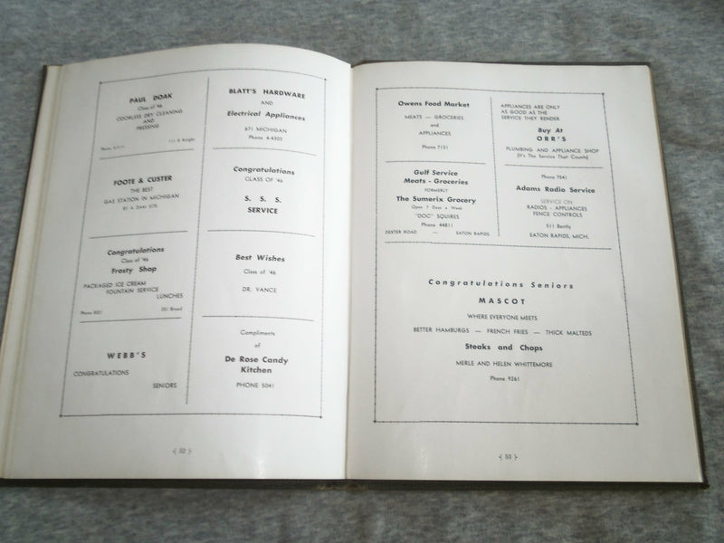 1946 EATONIAN EATON RAPIDS HIGH SCHOOL YEARBOOK - EATON RAPIDS, MI - YB 2568