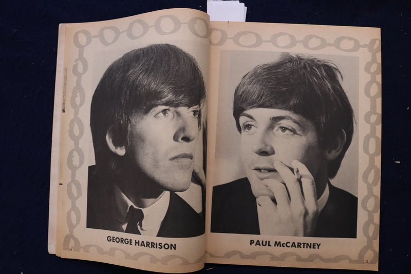 1965 JUNE TEEN PIN-UPS MAGAZINE - THE BEATLES PHOTOS AND ARTICLES - E 18592