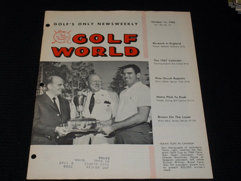 1966 OCTOBER 14 GOLF WORLD MAGAZINE - DON MASSENGALE FRONT COVER - E 7298