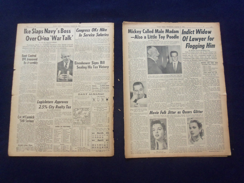 1955 MAR 31 NEW YORK DAILY NEWS NEWSPAPER -INDICT WIFE IN HORSEWHIPPING- NP 6744
