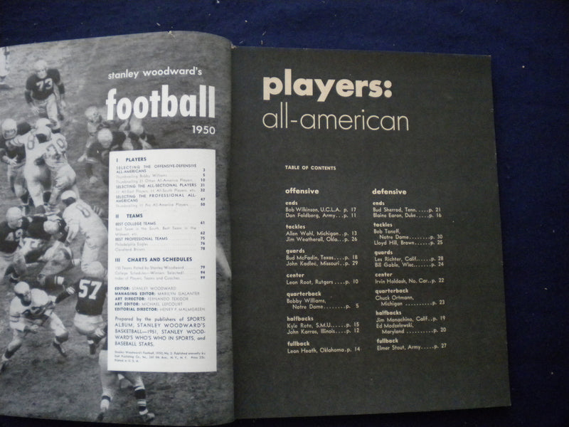 1950 STANLEY WOODWARD'S FOOTBALL MAGAZINE - BOBBY WILLIAMS, NOTRE DAME - B 439Q