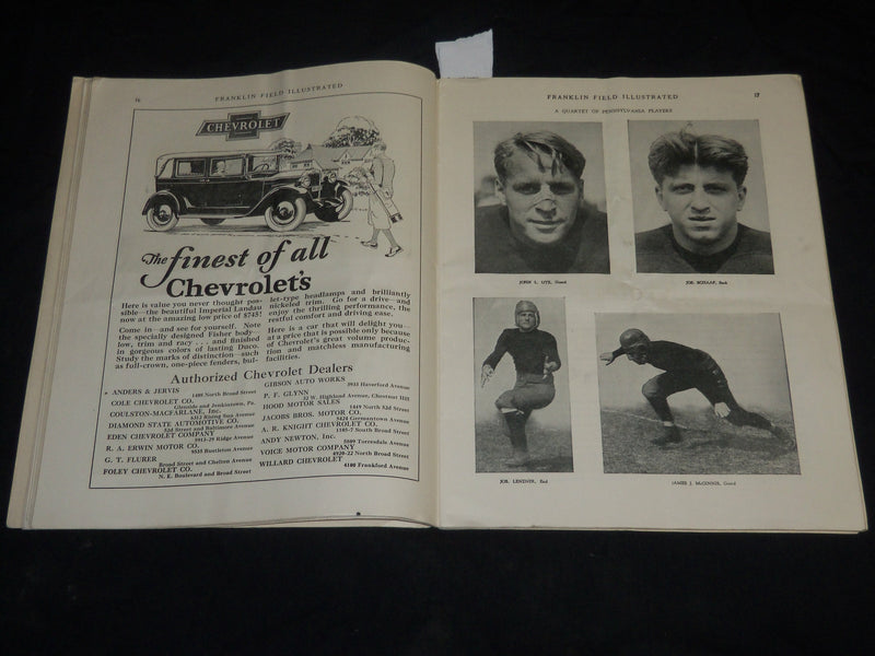 1927 OCTOBER 29 NAVY VS. PENNSYLVANIA COLLEGE FOOTBALL PROGRAM - PHOTOS - J 5760