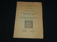 1954 TEXTES NORROIS & LITTERATURE SOFTCOVER BOOK - MOYEN AGE - J 6989