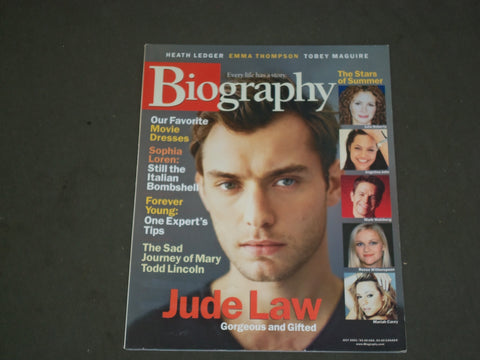 2001 JULY BIOGRAPHY MAGAZINE - JUDE LAW COVER - B 3748