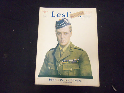 1919 NOVEMBER 1 LESLIE'S WEEKLY MAGAZINE - BONNIE PRINCE EDWARD - ST 2265
