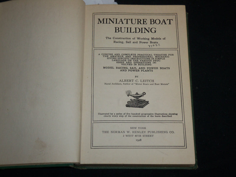 1928 MINIATURE BOAT BUILDING BOOK BY ALBERT C. LEITCH - NICE ILLUS. - KD 6635