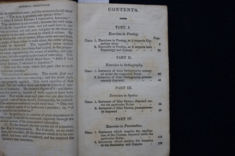 1834 ENGLISH EXERCISES HARDCOVER BOOK BY LINDLEY MURRAY - KD 9439