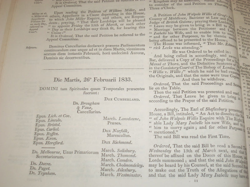 1833 JOURNALS OF THE HOUSE OF LORDS VOLUME NO. 65 - GULIELMI QUARTI - KD 4B