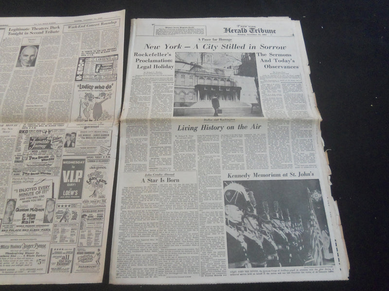 1963 NOVEMBER 25 NEW YORK HERALD TRIBUNE NEWSPAPER - RUBY KILLS OSWALD - NP 5810