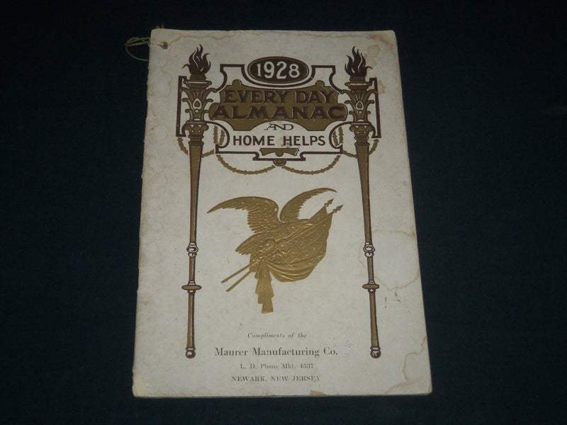 1928 EVERYDAY ALMANAC AND HOME HELPS SOFTCOVER BOOK - MAURER CO. - J 4005