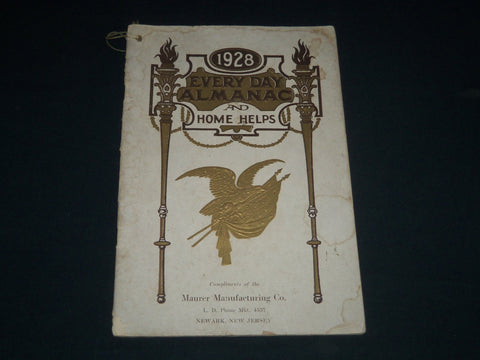 1928 EVERYDAY ALMANAC AND HOME HELPS SOFTCOVER BOOK - MAURER CO. - J 4005