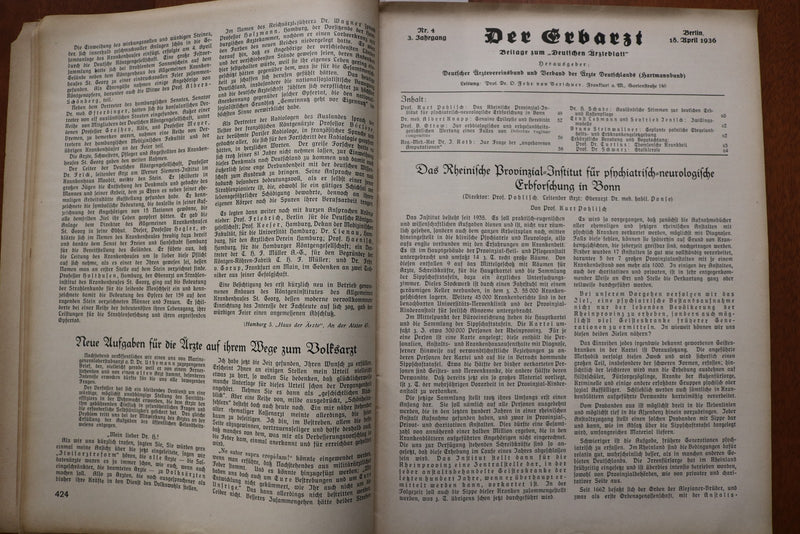 1936 APRIL 18 DEUTSCHES ARZTEBLATT SOFTCOVER BOOK - GERMAN TEXT - K 3162