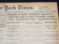 1918 DECEMBER 28 NEW YORK TIMES - WILSON AT KING GEORGE'S BANQUET - NT 9173