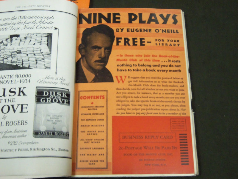 1934 THE ATLANTIC MONTHLY MAGAZINE LOT 8 ISSUES - STORIES & ARTICLES - WR 450M