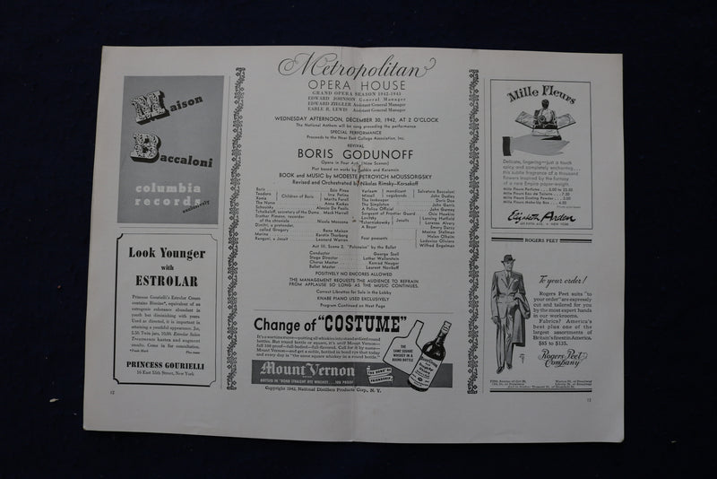 1939-1942 METROPOLITAN OPERA HOUSE PROGRAMS - LOT OF 5 - K 1700