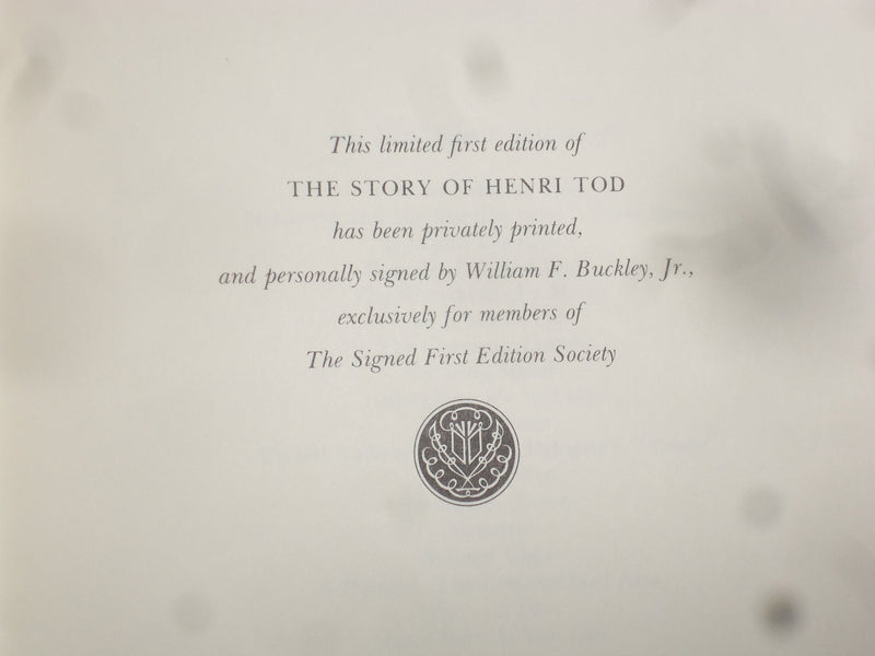 1984 THE STORY OF HENRI TOD HARDCOVER BOOK-BUCKLEY- SIGNED 1ST EDITION - KD 8980