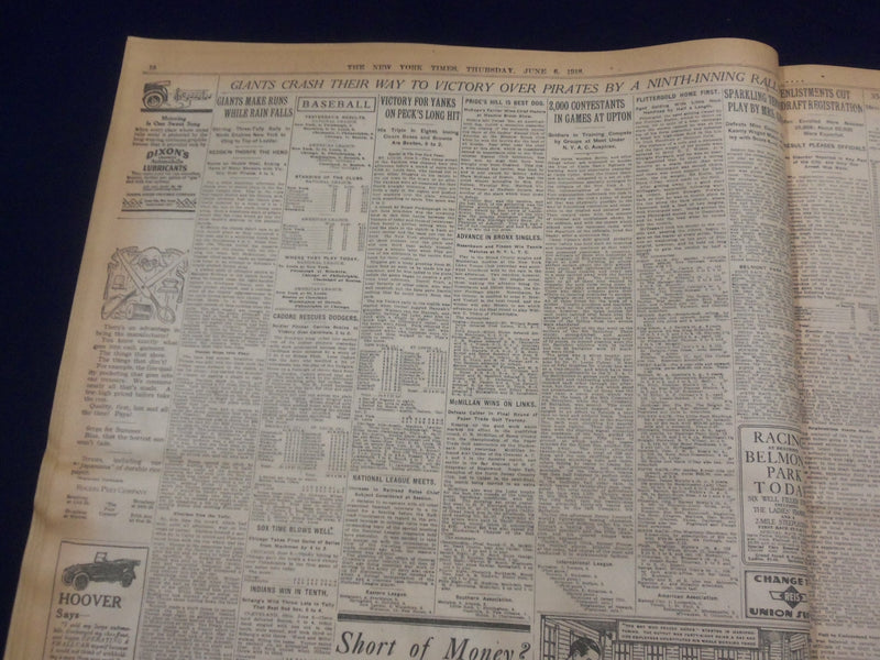 1918 JUNE 6 NEW YORK TIMES - TWO MORE SHIPS SUNK IN OUR WATERS - NT 9079
