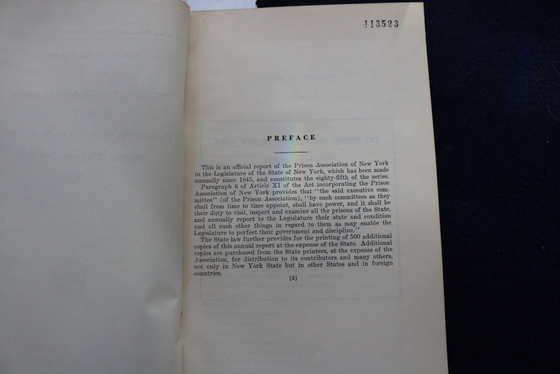 1929 PRISON ASSOCIATION OF NEW YORK ANNUAL REPORT SOFTCOVER BOOK - K 864