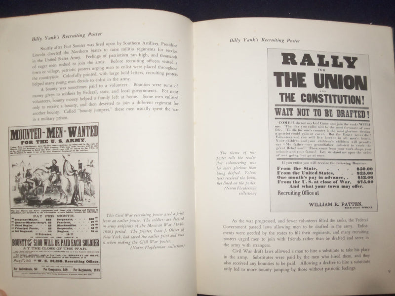 1965 BILLY YANK SOLDIER OF THE NORTH HARDCOVER BOOK SIGNED BY H. HAYDEN- KD 9077