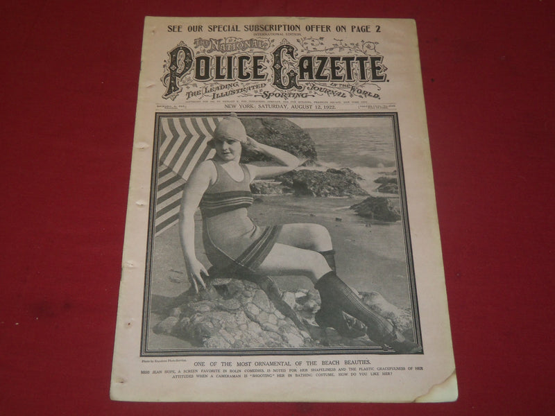 1922 AUGUST 12 THE NATIONAL POLICE GAZETTE MAGAZINE - KEN WILLIAMS - B 5751