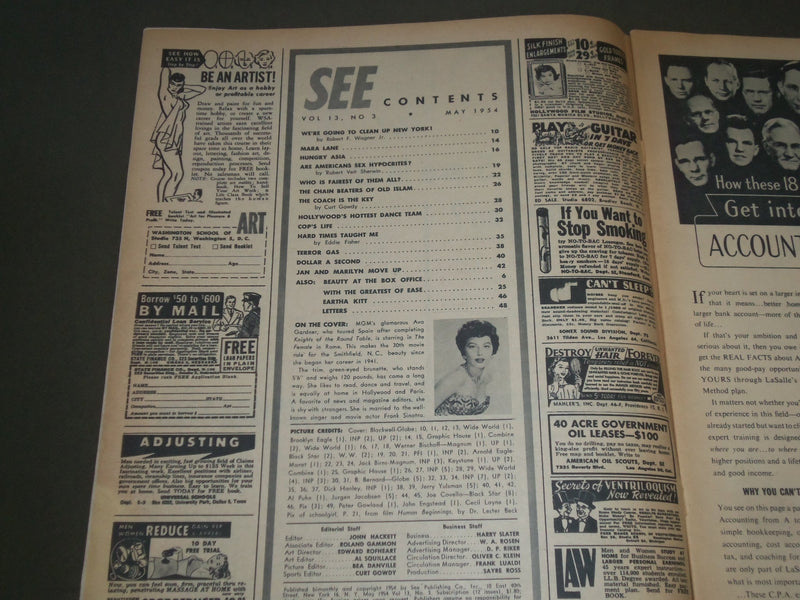 1954 MAY SEE MAGAZINE - AVA GARDNER COVER - GREAT PHOTOS - SP 9484