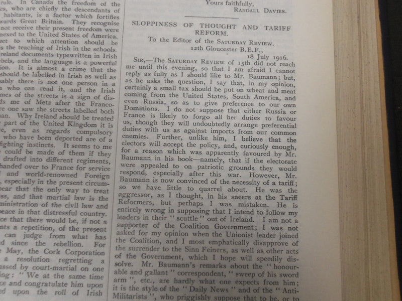 1916 SATURDAY REVIEW 2 BOUND VOLUMES - COMPLETE YR- PUBLISHED IN LONDON - R 1125
