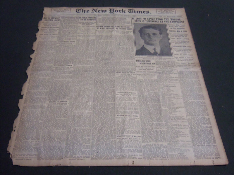 1914 JANUARY 31 NEW YORK TIMES - 41 LOST 99 SAVED FROM THE MONROE - NT 6656