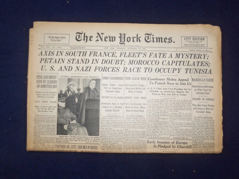 1942 NOV 12 NEW YORK TIMES-AXIS IN SOUTH FRANCE, FLEET'S FATE A MYSTERY- NP 6517