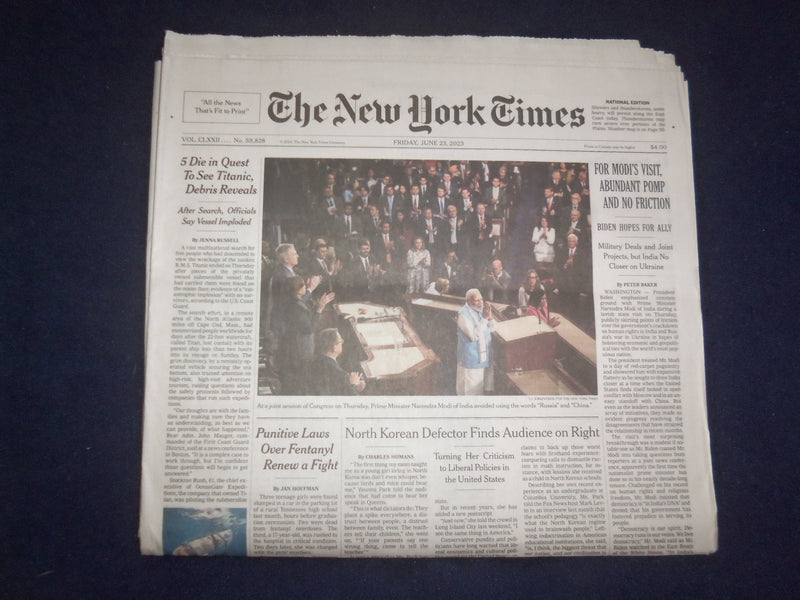 2023 JUNE 23 NEW YORK TIMES - FOR MODI'S VISIT, ABUNDANT POMP AND NO FRICTION