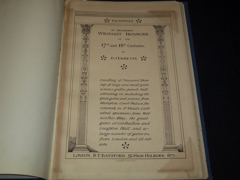 1879 EXAMPLES OF DECORATIVE WROUGHT IRONWORK 17TH & 18TH CENTURIES - #34