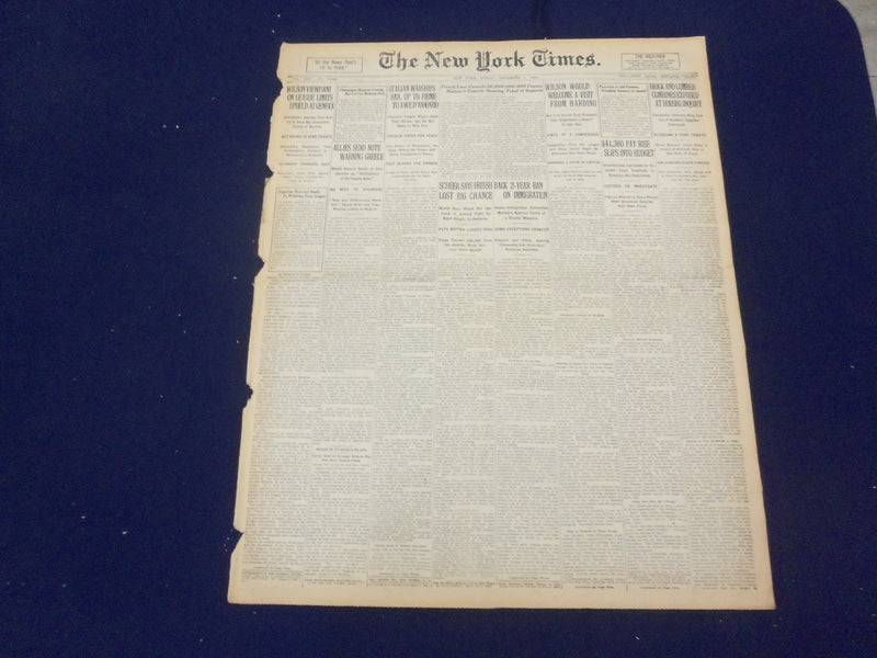 1920 DECEMBER 3 NEW YORK TIMES - ITALIAN WARSHIPS SAIL TO FIUME - NT 8473
