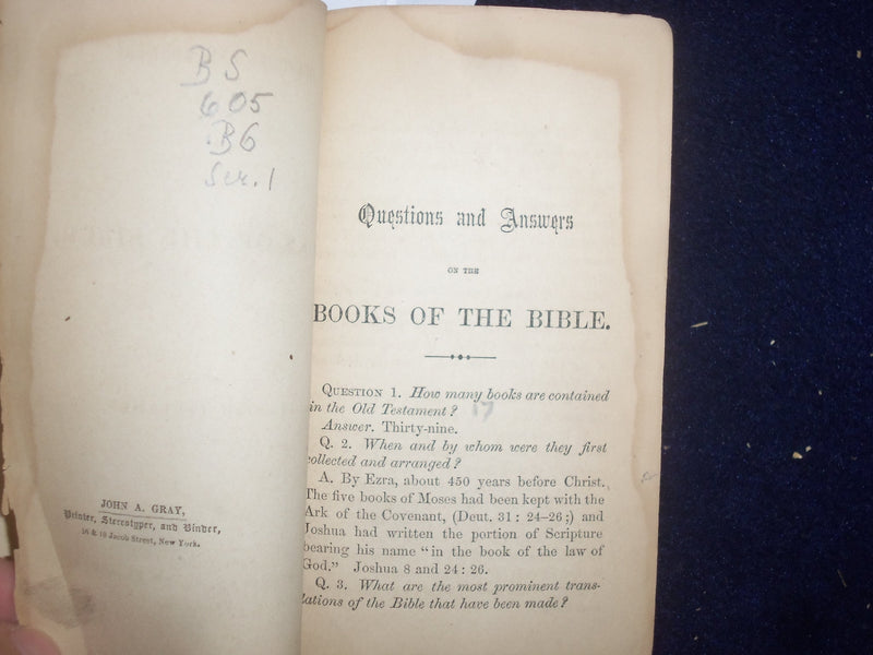 1859 QUESTIONS AND ANSWERS ON THE BOOKS OF THE BIBLE HARDCOVER BOOK - KD 9119