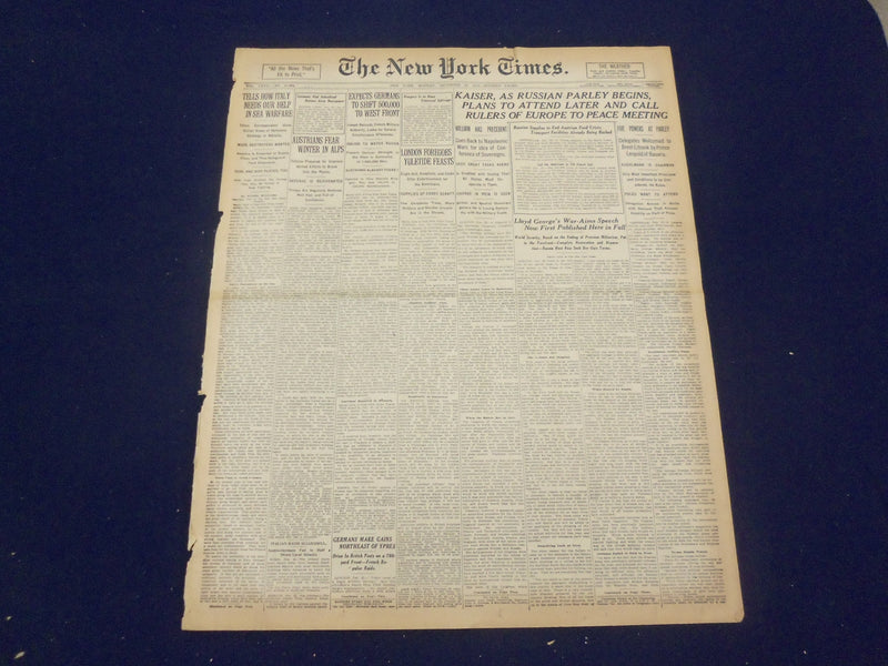 1917 DECEMBER 24 NEW YORK TIMES - KAISER TO ATTEND RUSSIAN PARLEY LATER- NT 8268