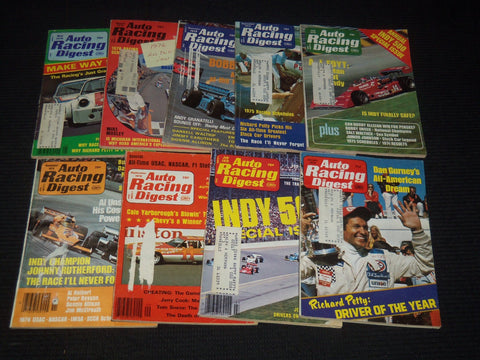 1975-1976 AUTO RACING DIGEST MAGAZINES OT OF 9 ISSUES - O 3074F