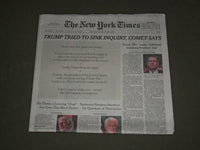 2017 JUNE 9 NEW YORK TIMES - TRUMP TRIED TO SINK INQUIRY, JAMES COMEY SAYS