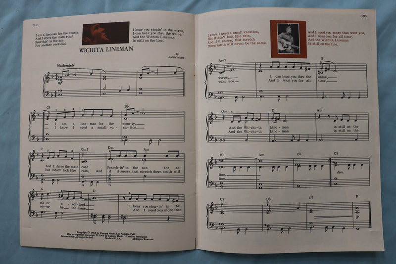 1969 GLEN CAMPBELL PIANO ARRANGEMENTS SOFTCOVER BOOK BY JOHN BRIMHALL - K 3379