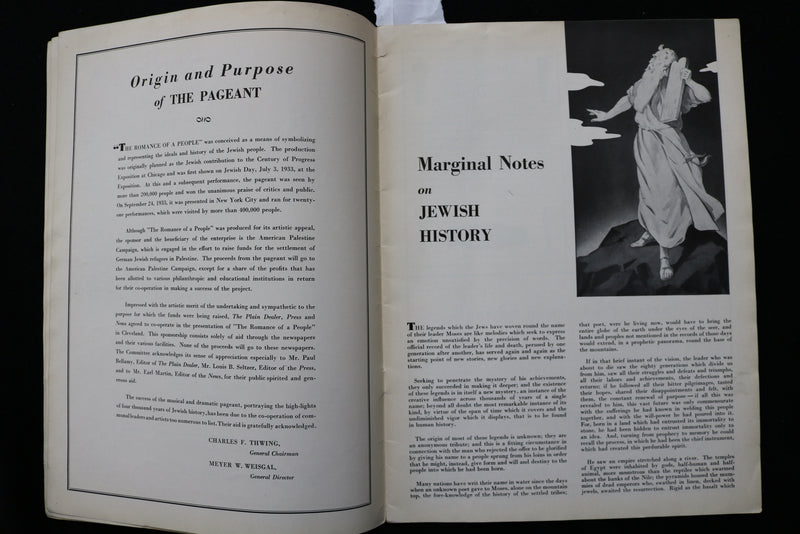 1934 THE ROMANCE OF A PEOPLE PROGRAM - JEWISH REFUGEES - K 2271