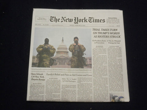 2021 FEB 14 NEW YORK TIMES - TRIAL TAKES TURN ON TRUMP'S WORDS AS RIOTERS STRUCK