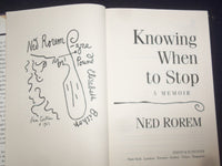 1994 KNOWING WHEN TO STOP, A MEMOIR HARDCOVER BOOK BY NED ROREM - KD 9160