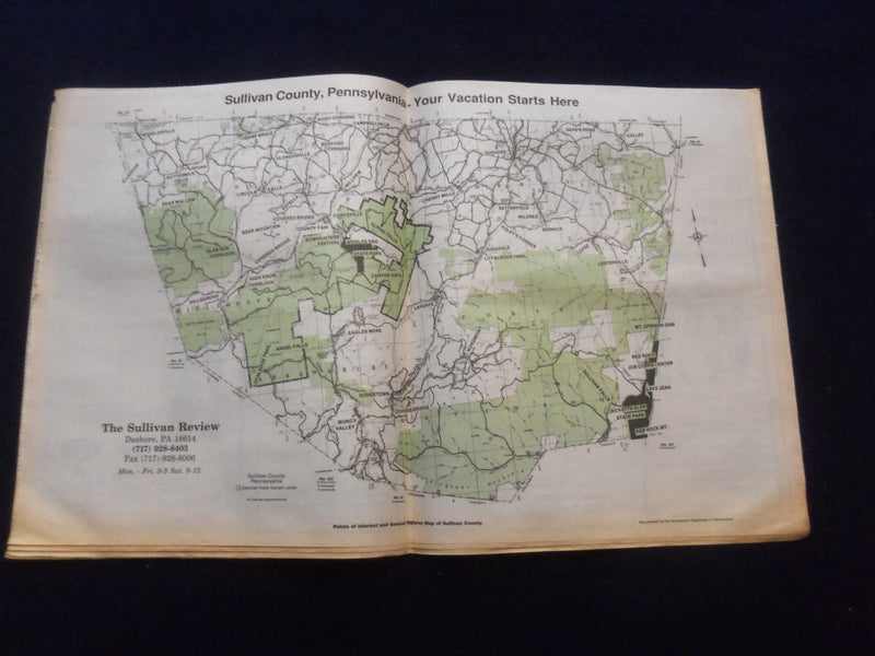 1990-1998 SULLIVAN COUNTY (PA) COUNTY TOURIST GUIDE - LOT OF 5 - NP 6220