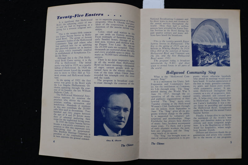 1945 HOLLY BOWL EASTER SUNRISE SERVICE PROGRAM - K 1811